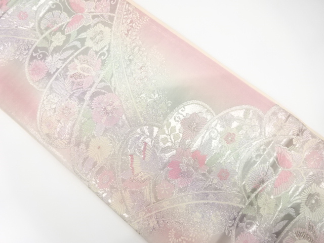 JAPANESE FUKURO OBI / WOVEN BUTTERFLY & FLOWER